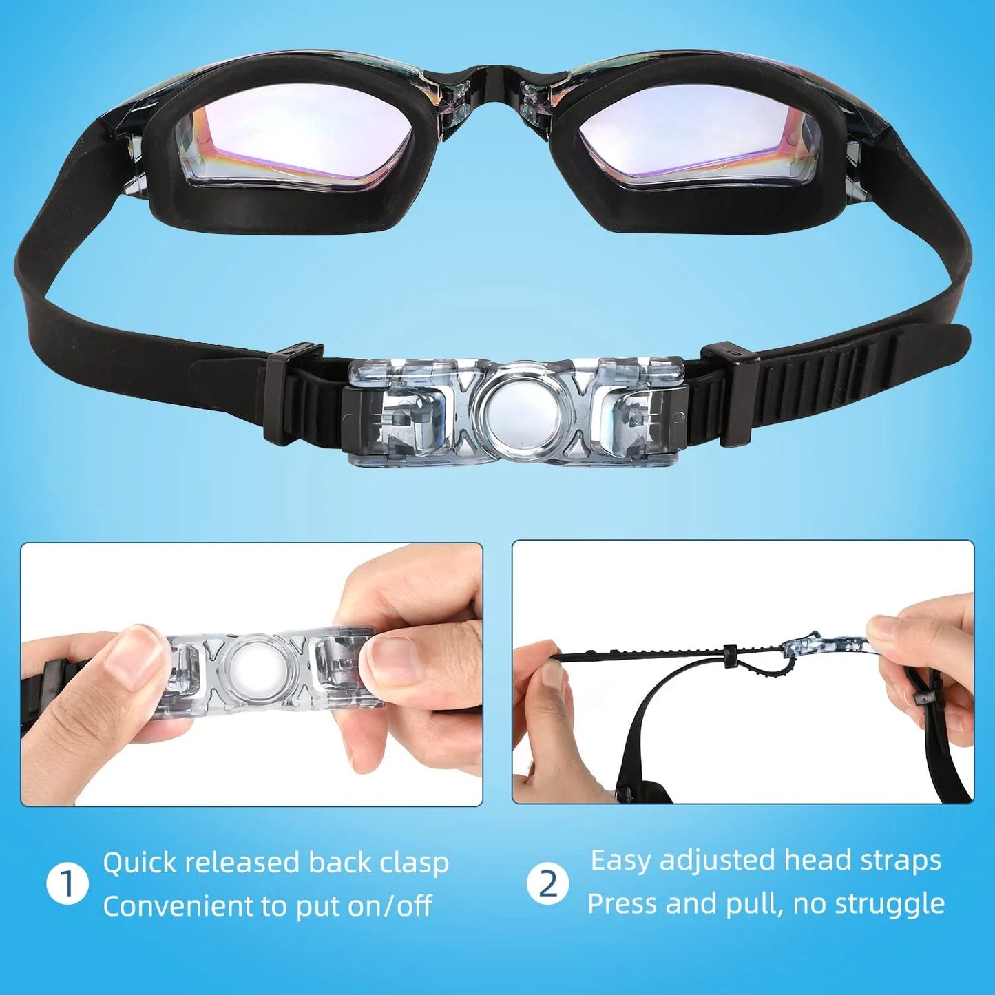 Swim Goggles, 2 Pack Anti-Fog No Leaking Anti-Uv Silicone Swimming Goggles for Teen Youth Adult Women Men