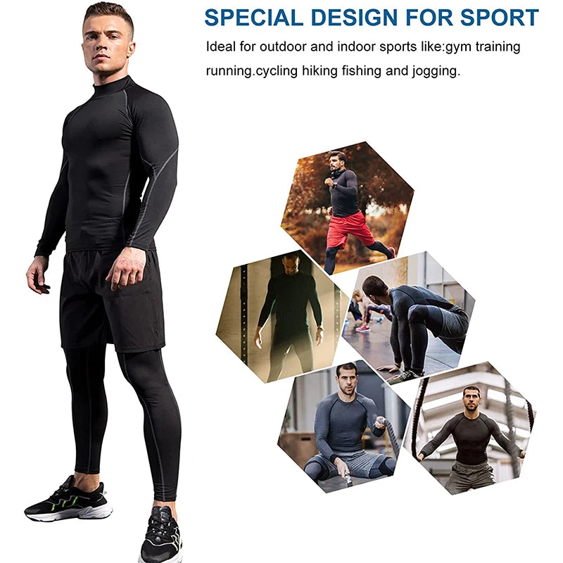 Men Sport T-Shirt Quick Dry Bodybuilding Running Shirt Long Sleeve Compression Top Gym T Shirt Men Fitness Tight Rashgard