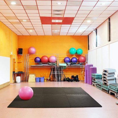 Interlocking Foam Flooring EVA Exercise Protective Flooring 12-Tile Fitness Mat Black