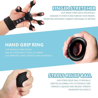 5 PCS Grip Strength Trainer Kit, Hand Gripper Strengthener, Forearm Strengthener