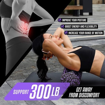 High-Density round Back Roller Foam, Exercise Foam Roller for Yoga, Pilates & Stretching - 12, 18, 24, 36 Inch