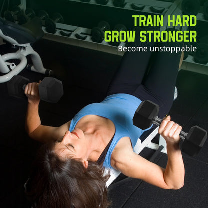 Rubber Encased Hex Dumbbell, 25Lbs, Single