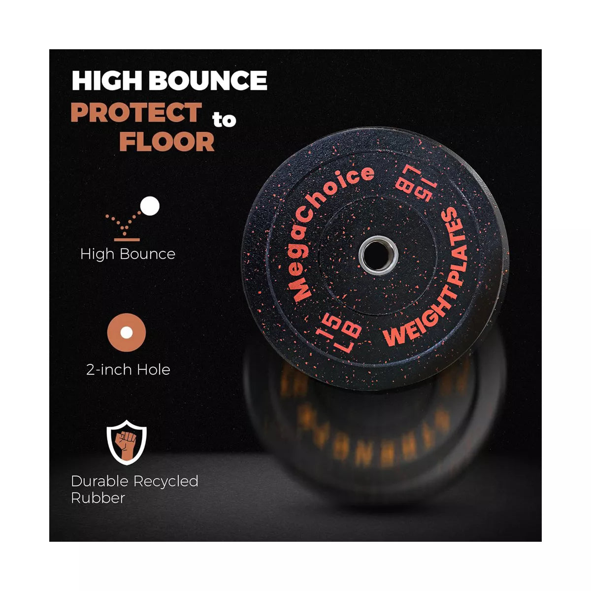 2 Inch Rubber Weight Plate for Lifting Home Gym