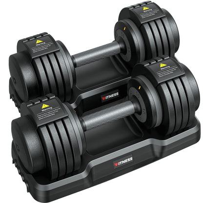110(55Lb*2) 5 in 1 Adjustable Dumbbell 55LB Set of 2 Adjustable Free Weights Plates , 1 Sec Fast Change Weights with Anti-Slip Handle, 5 Weight Options for Full Body Workout Suitable Men/Women