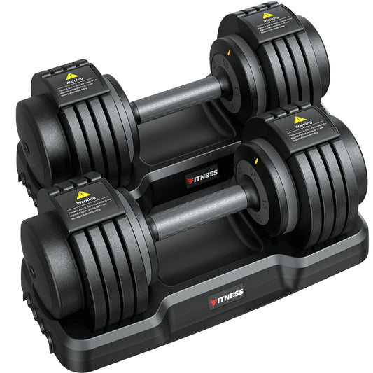 110(55Lb*2) 5 in 1 Adjustable Dumbbell 55LB Set of 2 Adjustable Free Weights Plates , 1 Sec Fast Change Weights with Anti-Slip Handle, 5 Weight Options for Full Body Workout Suitable Men/Women