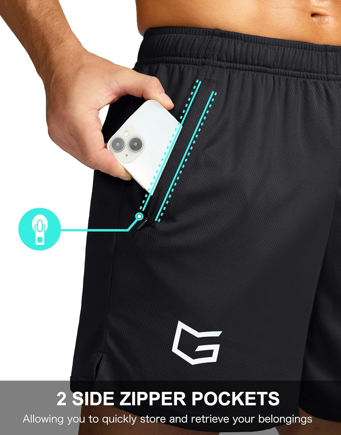 Men'S Workout Running Shorts Quick Dry Lightweight Gym Shorts with Zip Pockets