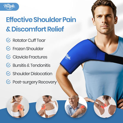 Shoulder Ice Pack Wrap for Rotating Cuff with Hot Cold Therapy, HSA or FSA Eligible, Reusable Adjutable Shoulder Wrap with Gel Ice Pack for Pain Relief, Tendonitis, Post-Operative Recovery