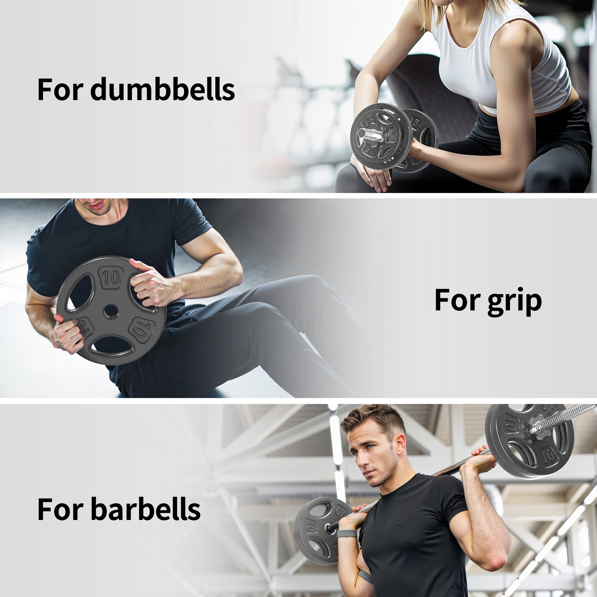 100LB Black Cast Iron Standard Weight Plate Sets, Used as Both Dumbbell and Barbell