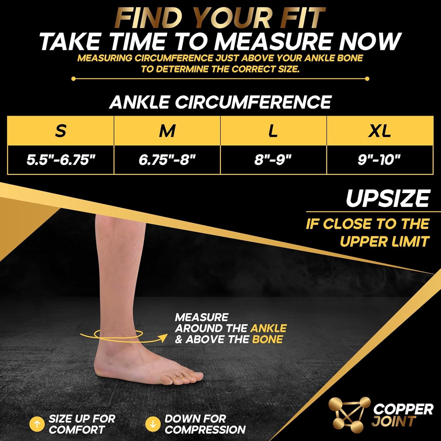 Copperfit Compression Ankle Brace for Women Support, Durable Design Foot and Ankle Support for Women & Men Ideal to Support for Sports, Running, Comfortable Fit, Breathable Material - Large