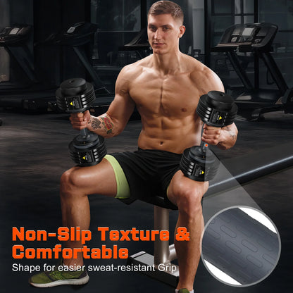 110(55Lb*2) 5 in 1 Adjustable Dumbbell 55LB Set of 2 Adjustable Free Weights Plates , 1 Sec Fast Change Weights with Anti-Slip Handle, 5 Weight Options for Full Body Workout Suitable Men/Women