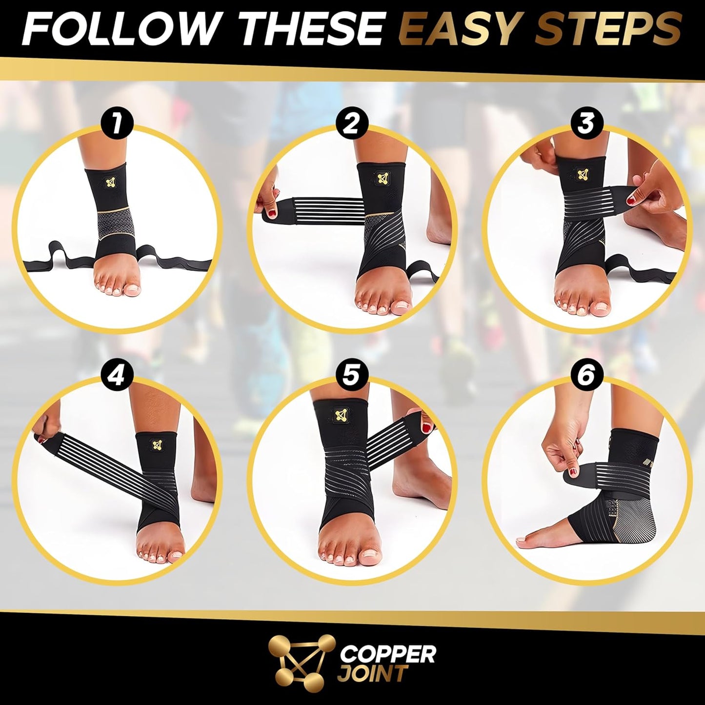 Copperfit Compression Ankle Brace for Women Support, Durable Design Foot and Ankle Support for Women & Men Ideal to Support for Sports, Running, Comfortable Fit, Breathable Material - Large