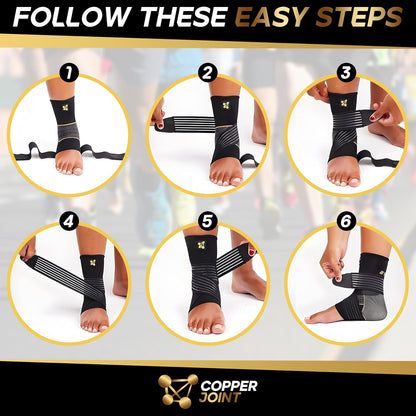 Copperfit Compression Ankle Brace for Women Support, Durable Design Foot and Ankle Support for Women & Men Ideal to Support for Sports, Running, Comfortable Fit, Breathable Material - Large