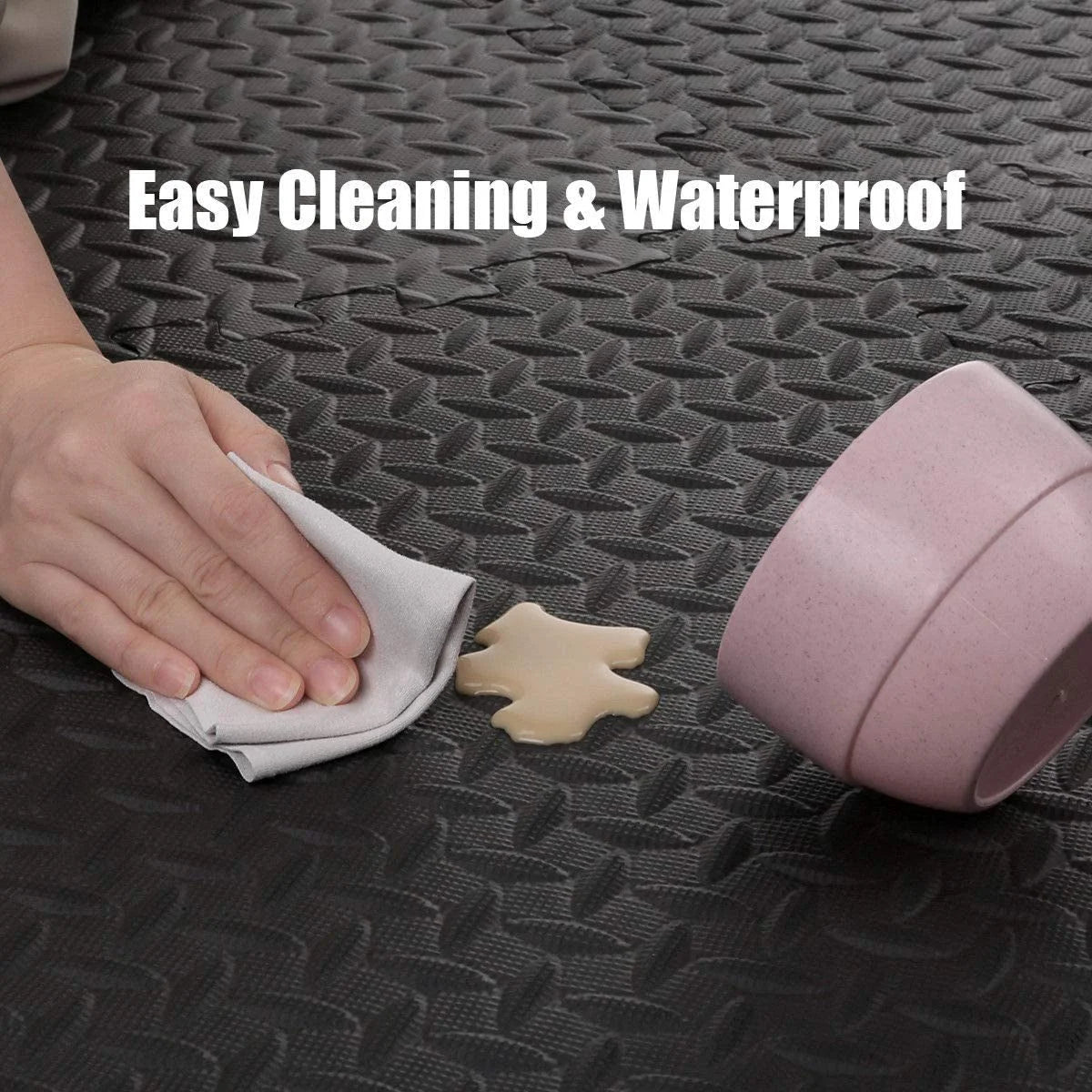 Interlocking Foam Flooring EVA Exercise Protective Flooring 12-Tile Fitness Mat Black