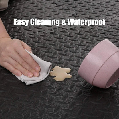 Interlocking Foam Flooring EVA Exercise Protective Flooring 12-Tile Fitness Mat Black