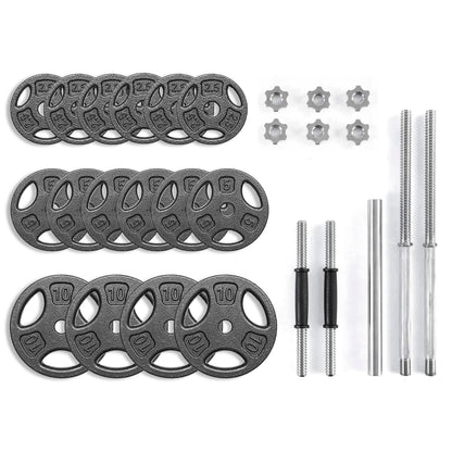 100LB Black Cast Iron Standard Weight Plate Sets, Used as Both Dumbbell and Barbell