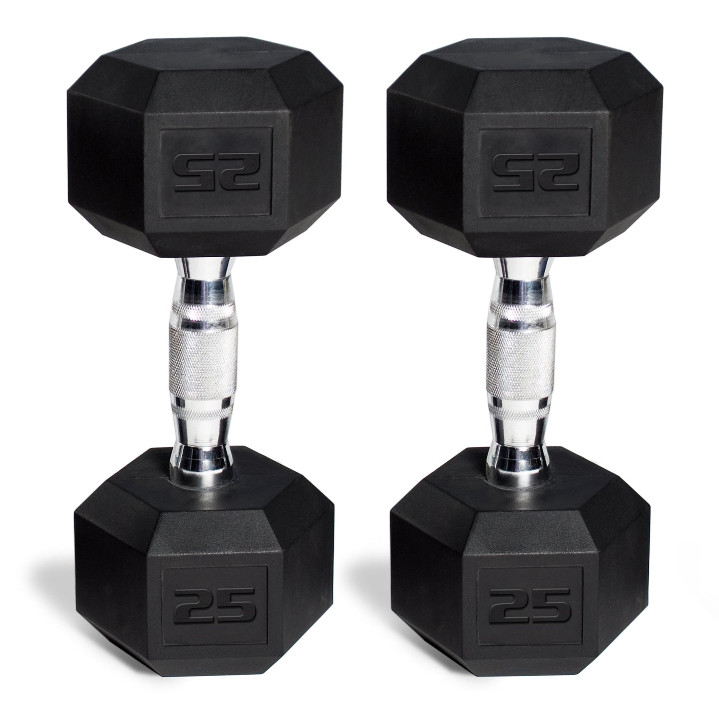 50 Lb Rubber Hex Dumbbell Weight Set, Includes 2 X 25Lb Dumbbells