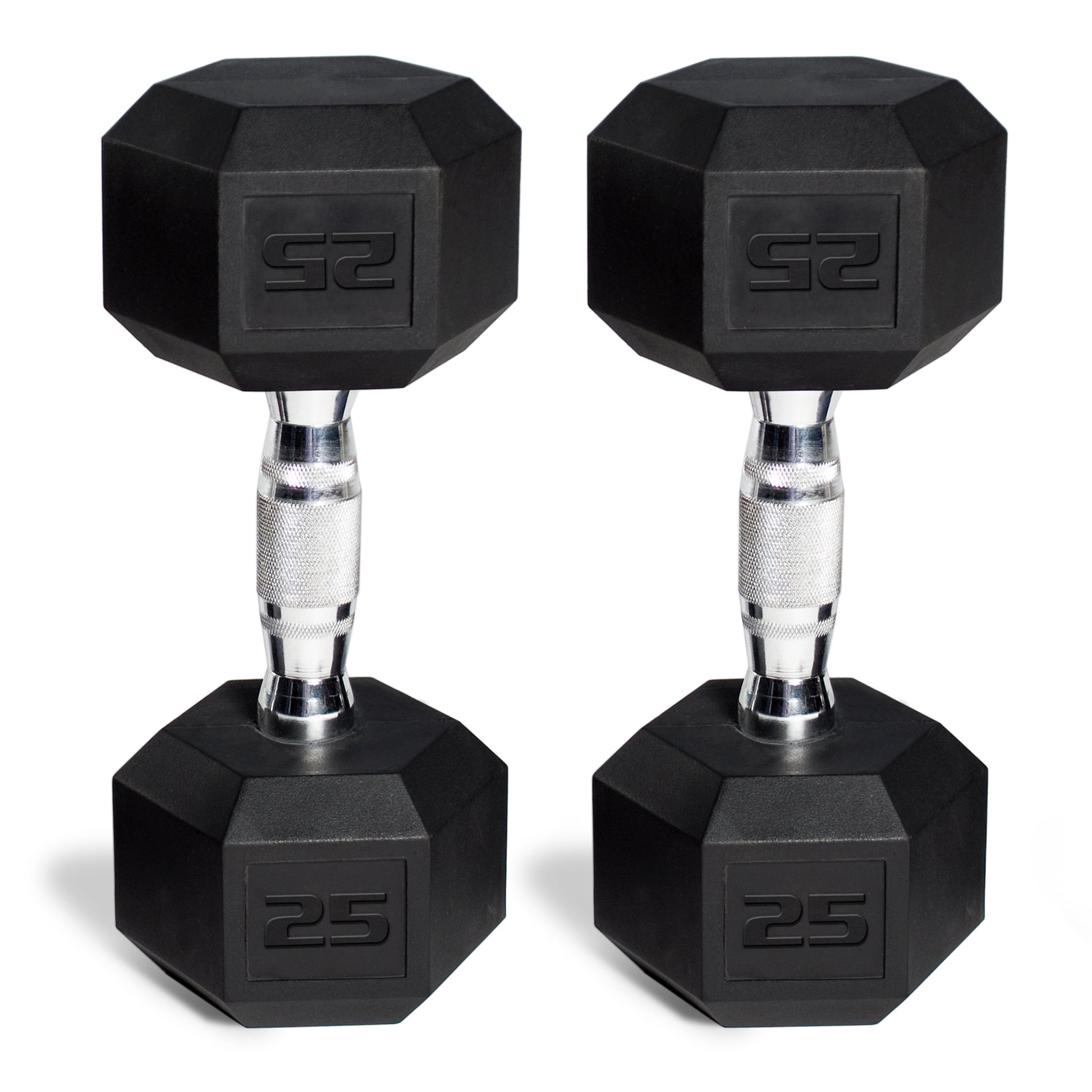 50 Lb Rubber Hex Dumbbell Weight Set, Includes 2 X 25Lb Dumbbells