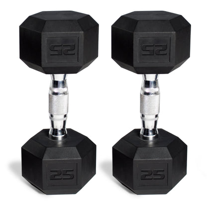 50 Lb Rubber Hex Dumbbell Weight Set, Includes 2 X 25Lb Dumbbells