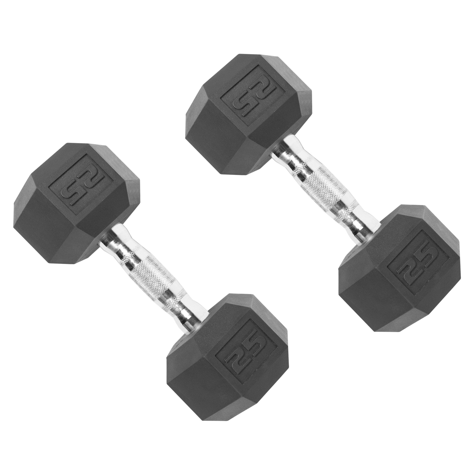 50 Lb Rubber Hex Dumbbell Weight Set, Includes 2 X 25Lb Dumbbells