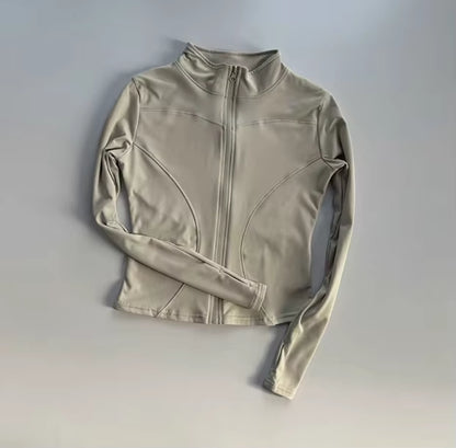 Outdoor Sports Long Sleeved Women Slim Yoga Clothes Quick Dry Zipper Cardigan Stand up Collar Jacket Running Fitness Jacket Top