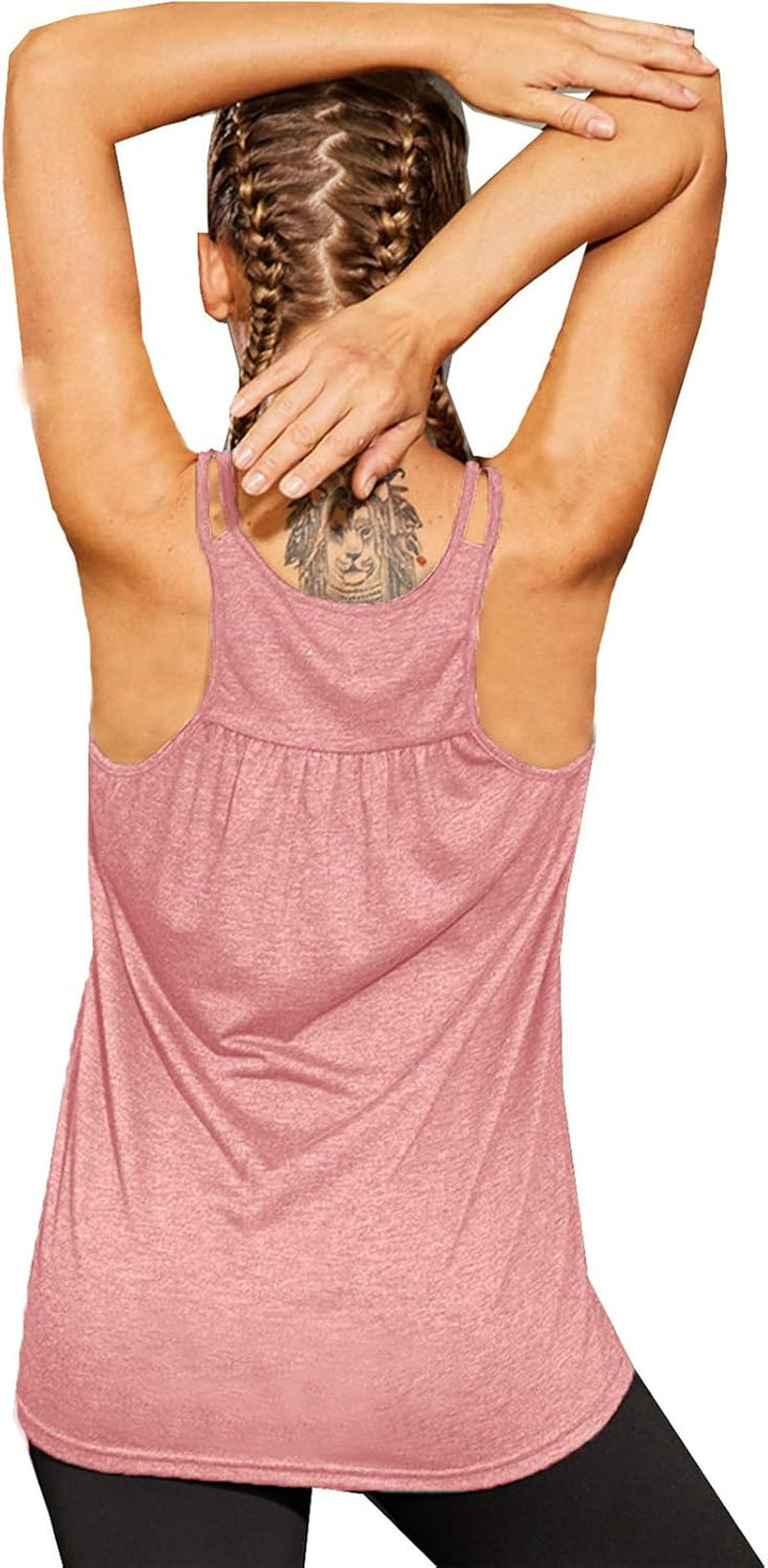 Women'S Workout Tops Sleeveless Loose Fit Yoga Shirts Racerback Tank Tops Gym Clothes