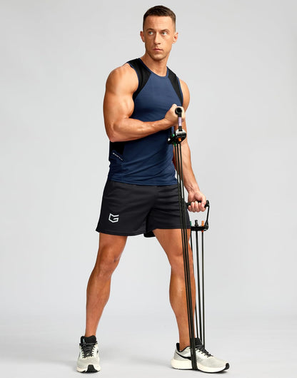 Men'S Workout Running Shorts Quick Dry Lightweight Gym Shorts with Zip Pockets