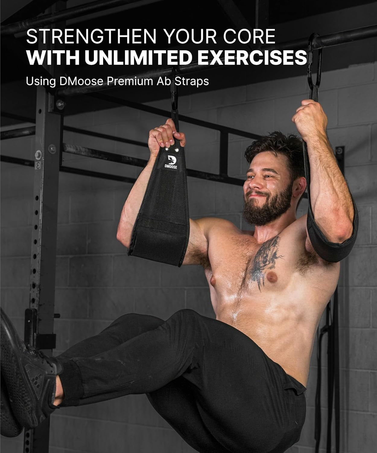 Hanging Ab Straps for Pull up Bar & Core Strength Training - Soft Padded Exercise Straps for Ab Swing & Leg Raises, Hang Bar Strap with 2 Steel Carabiners - Abs Equipment for Home & Gym